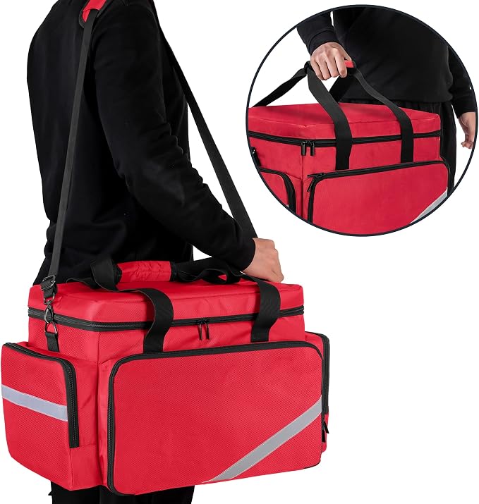 Trunab Rolling Medical Bag with Detachable Trolley, Nurse Responder Case | 15.6" laptop sleeve, Removable Dividers, Empty Bag for EMT/EMS/Doctors/Nurses