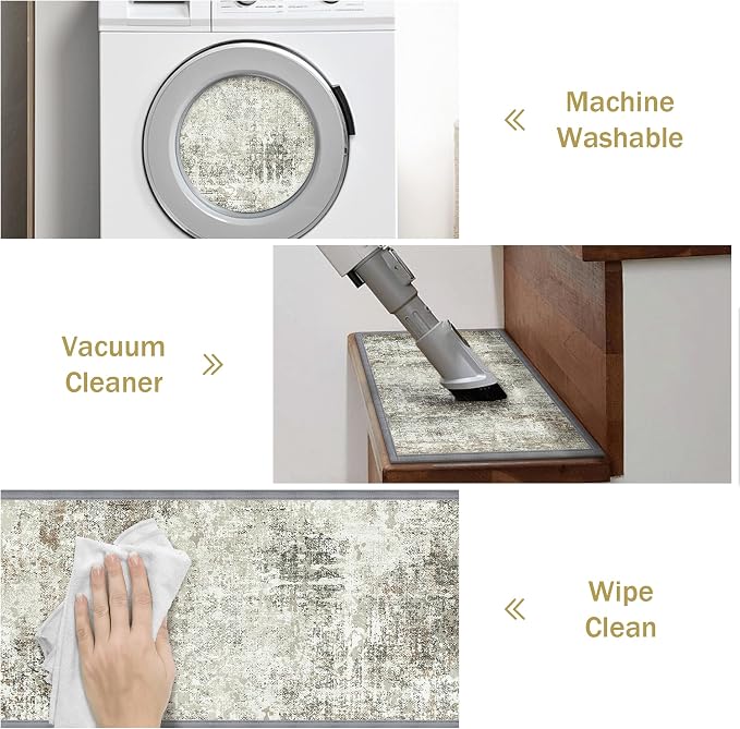 sarben 8"x30" Non Slip Stair Treads for Wooden Steps 15 Pack, Ashstone Grey | Peel and Stick Carpet Stair Runner with TPE Adhesive Backing, Carpet for Added Safety, Pet and Senior Friendly
