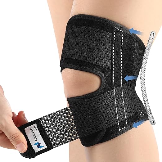NEENCA Knee Brace for Knee Pain, Compression Knee Support with Air Mesh Fabric, Adjustable Knee Wrap with Side Stabilizers, Ultra-Soft Bandage for Elderly, Meniscus Tear, ACL, Arthritis Relief, Hiking