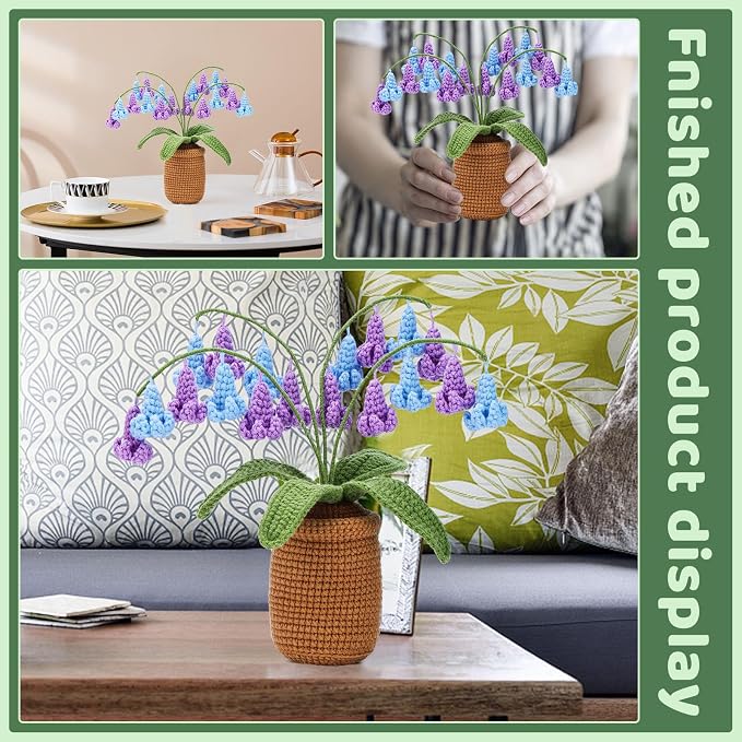 kgxulr Crochet Kit, Bluebell Crochet Kit for Beginners, Crochet Flowers Kit | Crochet Kit for Beginners Flowers, Beginner Crochet Kit for Adults, Birthday Party, Wedding, Mother's Day or Thanksgiving
