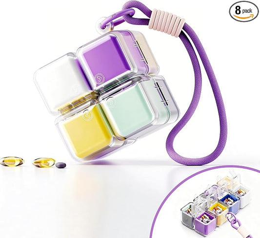 Weekly Pill Organizer - Foldable Travel Pill Organizer Magic Cube - Large Daily Pill Case for Fish Oil, Medicine, Vitamins, Supplements, Sugar