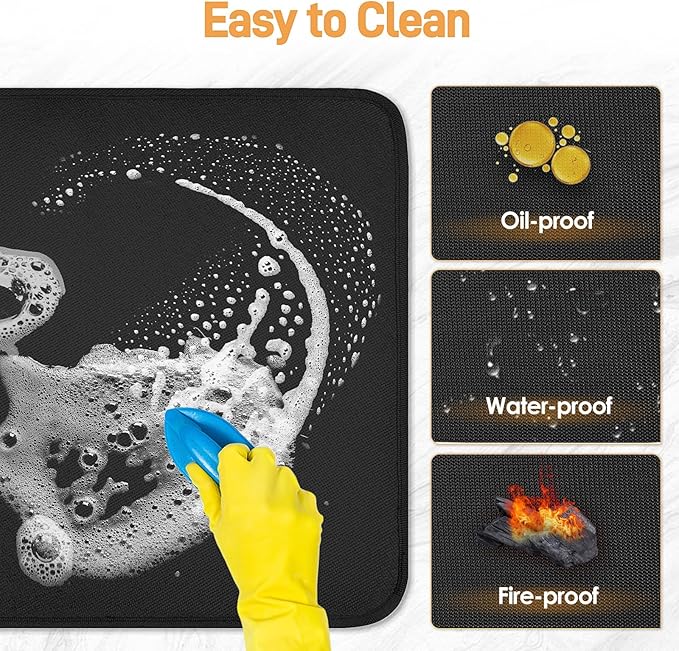 Heat Resistant Mats for Countertop fits Tabletop Grill, 31x24x0.02in, Black | 1022℉ Fireproof grill mat for countertop/table protection, fits gas/charcoal grills, pizza ovens, fits Blackstone & Ninja