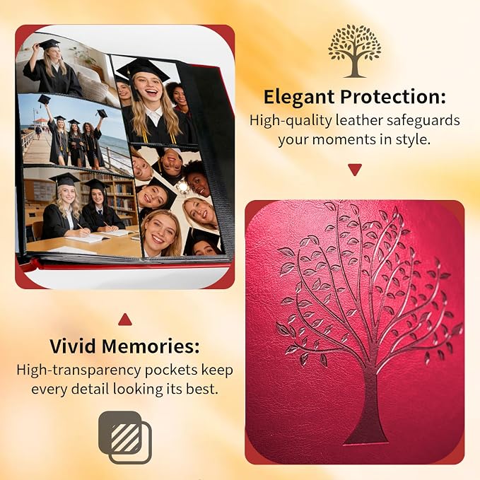 Photo Album 4x6 600 Slip-in Pockets, PU Leather Large Capacity Photo Book | Holds Horizontal & Vertical Photos Acid-Free for Mom Grandma Baby Shower Wedding Anniversary Christmas