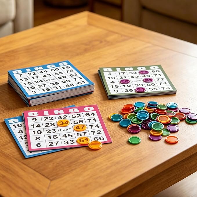 Yuanhe Bingo Game Cards Disposible – 1 Card 10 Sheets – 50 Books -10 Colors for Large Groups
