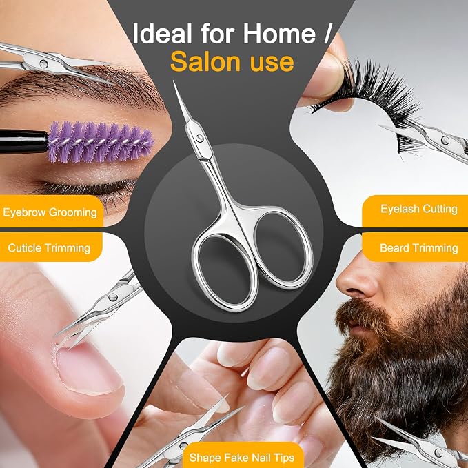 Curved Cuticle Scissors, Extra Fine Tip, Manicure Pedicure | Fine curved tip for manicure, pedicure and eyebrow trimming. For women and men. Compact grooming tool for precise nail care.