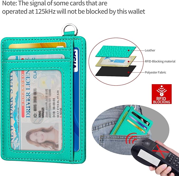 Slim Minimalist Front Pocket Wallet, RFID Blocking Credit Card Holder Wallet with Detachable D-Shackle for Men Women