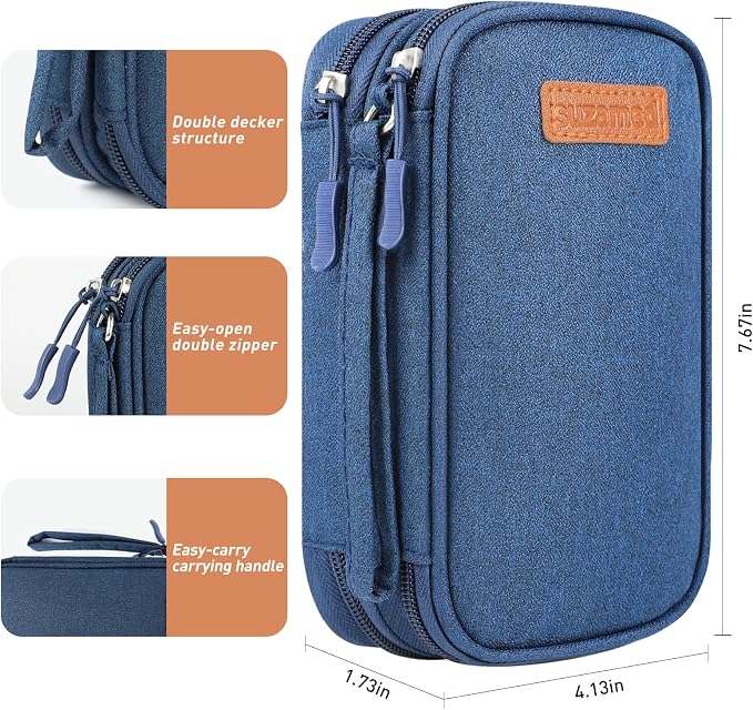 suzamed Insulin Cooler Travel Case, Double Layer Medicine Kit Diabetes Travel Case, Portable Medicine Organizer with 2Pack 150g Ice Pack TSA Approved for Insulin Pens Diabetic Supplies (Blue)