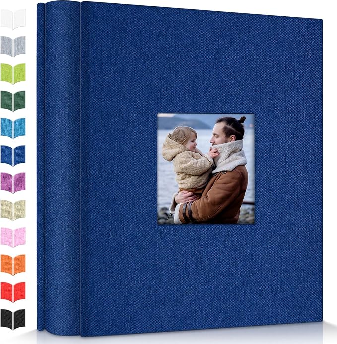 Artfeel Photo Album 4x6 with 600 Pockets,Slip-in Picture Albums,Linen Cover Memory Book with Front Window,White Page Vertical Photo Book for Wedding,Family,Anniversare,Baby,Vacation