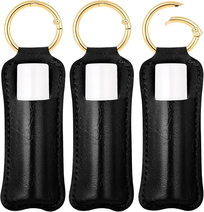 LUCKINEE Lip Balm Holder Keychain for Chapstick Holder Key Chain | Featured with Spring O Ring, Bag Charm Keychain, Great Linking to Purse and Belt Loops, Stocking Stuffers Gift for Women
