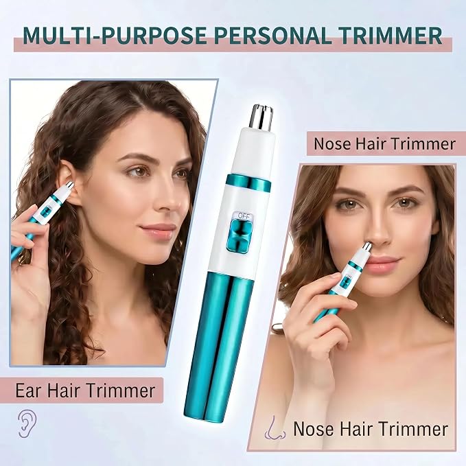 AREYZIN Ear and Nose Hair Trimmer Clipper - 2026 Professional Painless Ladies Eyebrow & Facial Hair Trimmer for Men Women,Battery-Operated,with IPX7 Waterproof Dual Edge Blades for Easy Cleansing