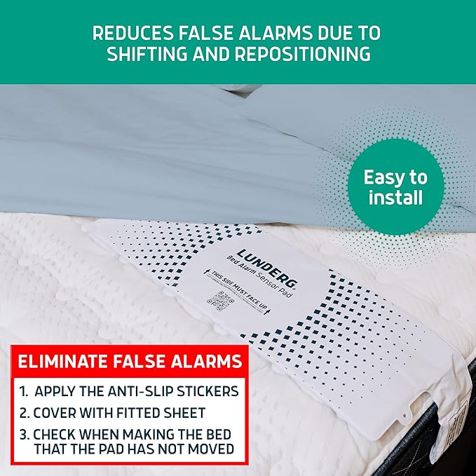 Lunderg Bed Alarm for Elderly Adults - Wireless Sensor Pad (10” x 30”) & Pager - Bed Alarms and Fall Prevention for Elderly and Dementia Patients