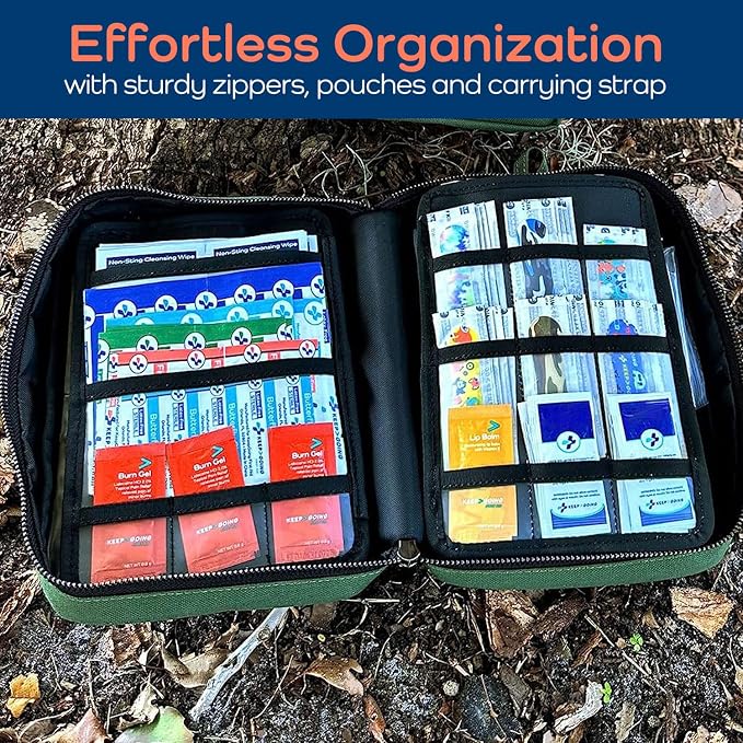KeepGoing Large Home First Aid Kit for Kids – 270 Pc. for Car, Home, Dorm, & Boat with Latex-Free Bandages – 10 x 7 x 3.5 in. Travel First Aid Kit (Hunter Green)