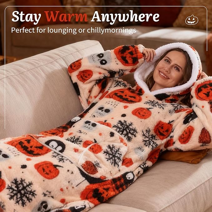 Blanket Hoodie, Long Hooded Blanket Sweatshirt as Birthday Gifts for Women Men, Long Wearable Blanket for Women Men.