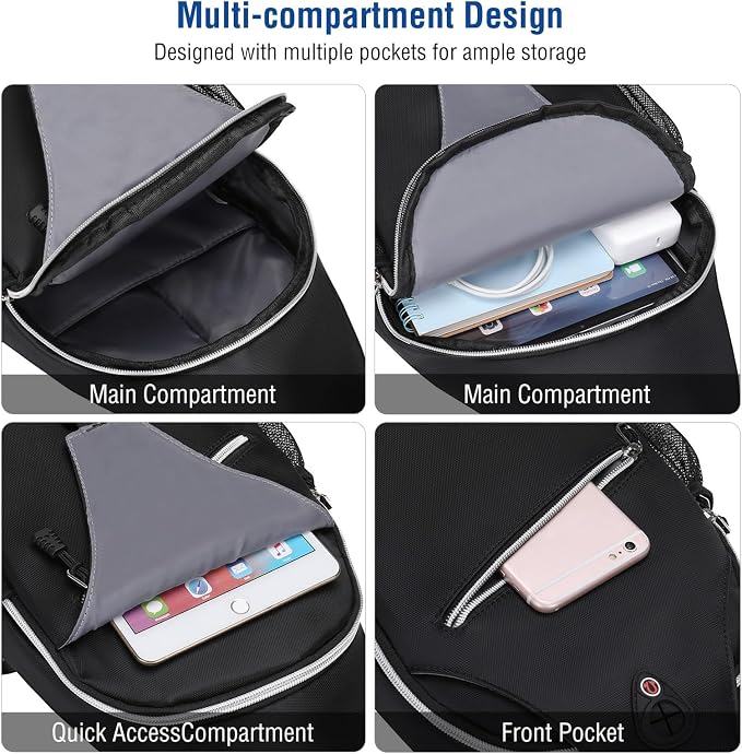 MOSISO Small Sling Bag for Men, Crossbody Shoulder Chest Daypack Bag | Sling Backpack for Casual Travel Hiking
