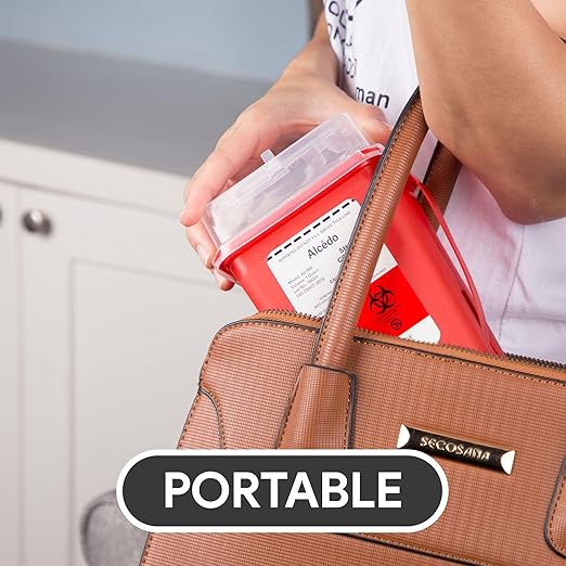 Alcedo Sharps Container for Home Use and Professional 1 Quart (5-Pack), Biohazard Needle and Syringe Disposal, Small Portable Container for Travel