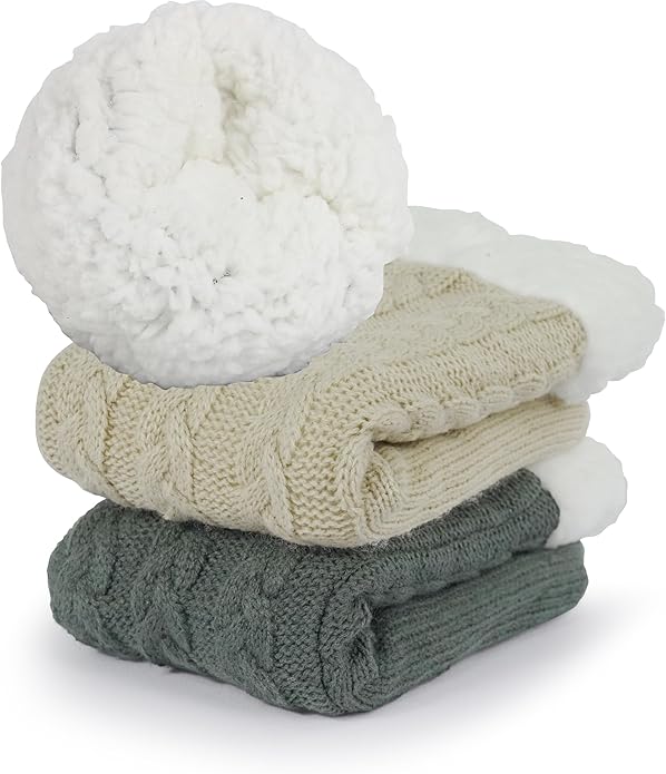 Slipper Socks for Women with Gripper - Winter Non Slip Thick Fuzzy Socks - Warm Cozy Christmas Gift