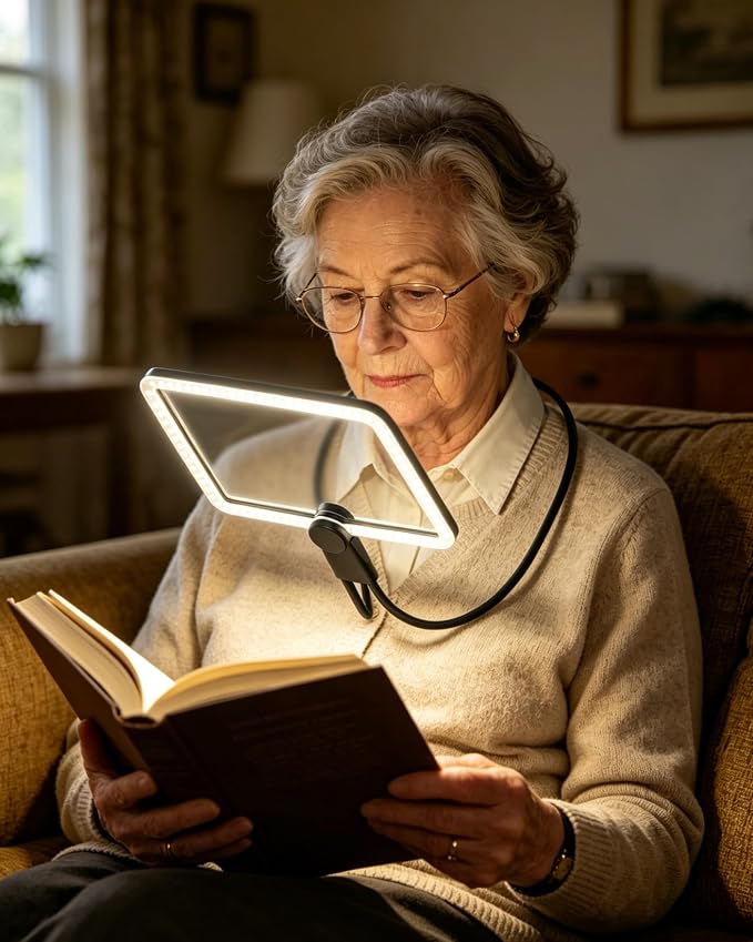 Neck Magnifying Glass with Light Hands Free,Full Book Page Magnifiers Glass | 10X Large Lighted Magnifying Glass with 3 Modes, Flexible Gooseneck Magnifier for Close Reading Sewing Senior with Aging Eyes