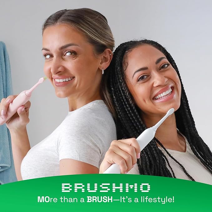 Brushmo Super Sonic Electric Toothbrush with 4 Replacement Heads - Rechargeable Electronic Tooth Brush for Adults with 5 Customizable Modes - IPX7 Waterproof & Long-Lasting Battery - White