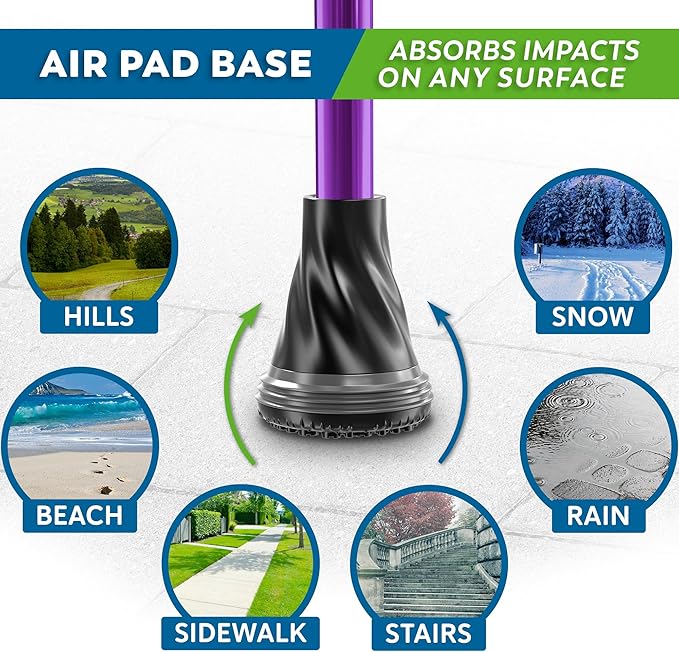 HONEYBULL Walking Cane for Men & Women – Foldable, Adjustable, Lightweight Cane with Air Cushion Tip for Stability & Ergonomic Grip, Heavy Duty Walking Sticks for Seniors