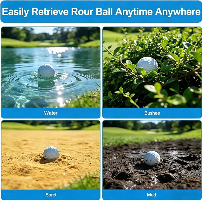 Golf Ball Retriever Telescopic, 9Ft Golf Ball Retriever for Water, Professiona Stainless Steel Ball Retriever Tool Golf, Light Weight Double Sided Golf Ball Grabber, Golf Accessories Gifts