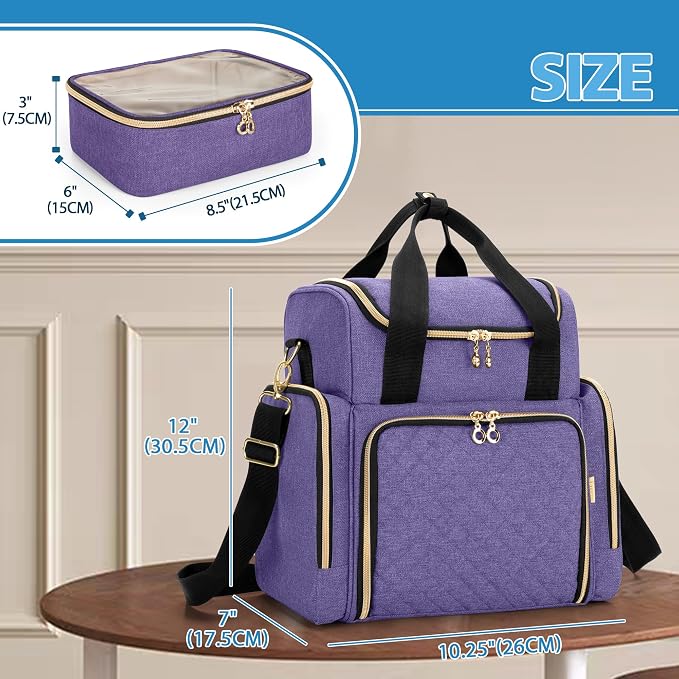 LUXJA Large Medicine Bag with 2 Removable Cases, Purple | Medicine Storage Bag with Multiple Pockets, Pill Bottle Organizer with Shoulder Strap, Trolley Sleeve for Travel or Home