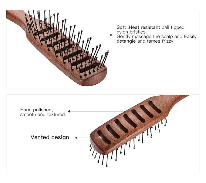 PERFEHAIR Vented Hair Brush for Blow Drying, Men's Vent Volumizing Hairbrush with Ball Tipped Bristles for Styling Dry, Wet, Short, Curly or Straight Hair