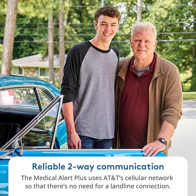 ADT Medical Alert Plus - in-Home Medical Alert System for Seniors - Cellular 4G Coverage, 600ft Pendant Range, Home Temperature Monitoring, 24/7 U.S. Based Monitoring (Black Wristband)