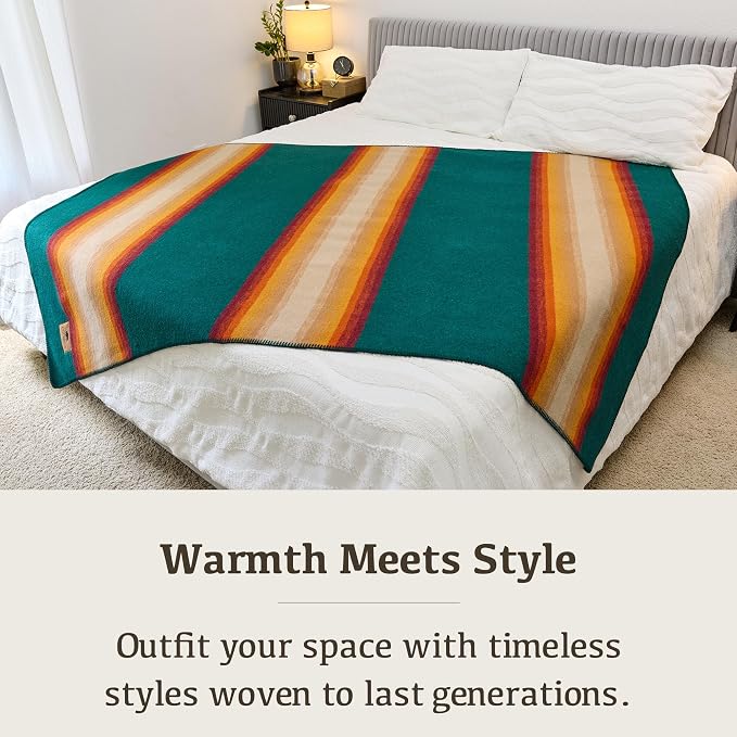 Chubbuck 100% Wool Blanket Camping (60" x 84") - Large Warm Blankets for Camping, Emergency, Outdoor Concerts and Home Use - Fire Retardant Blanket, Soft and Warm Blankets for Winter (Turf)