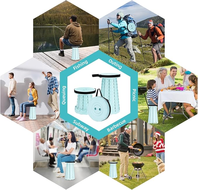 Qiguet Collapsible Stool, Folding Chair - Upgraded Portable Chair with Load Capacity 400lbs, Portable Stool for Camping Fishing Hiking - Folding Stool,Gifts for Fisherman(All Ice Cream)