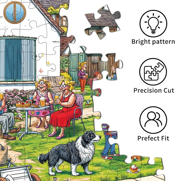 Puzzles for Adults 1000 Pieces, Warm Courtyard Jigsaw Puzzle with 1:1 HD Poster, Perfect Interlocking No Dust, Stress Relief Ideal Gift for Family Games