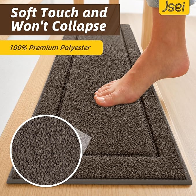 JSEI Stair Treads for Wooden Steps Indoor, 4-Pack, 30" x 8", Light Brown | Non Slip Stair Treads, Washable Polyester Stair Mats with TPE Backing, Low Profile Stair Rugs for Kids, Seniors and Dogs