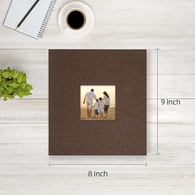 potricher Small Photo Album 4x6 200 Photos Linen Cover Picture Photo Book for Family Wedding Anniversary Baby Vacation (Brown,200 Pockets)