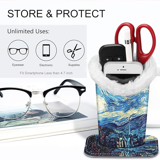 FINTIE Plush Lined Eyeglasses Holder, Glasses Stand Case, Anti-scratch Glasses Storage Organizer for Desk, Nightstand, Office