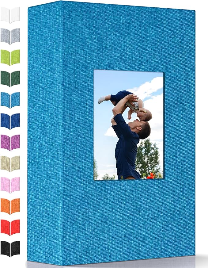 Artfeel Photo Album 4x6 with 300 Pockets,Slip-in Picture Albums,Linen Cover Memory Book with Front Window,White Page Vertical Photo Book for Wedding,Family,Anniversare,Baby,Vacation