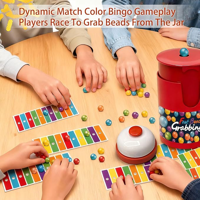 Fast Bead Grabbing Game, Match Color Bingo Game Set, Color Bingo Games for Adults, Hand Speed Challenge Game Best of 2026, Hand Eye Coordination Training, for 2-4 Family Game and Group Gatherings