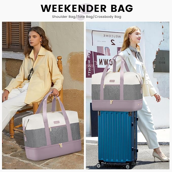 LOVEVOOK Weekender Bag for Women, Large Duffle Bag for Travel with 2 Packing Cubes, Carry on Overnight Bag with Shoe Compartment, Mom Hospital Bags for Labor and Delivery