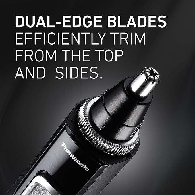 Panasonic Ear and Nose Hair Trimmer for Men with Vacuum Cleaning System, Powerful Motor and Dual-Edge Blades for Smoother Cutting, Wet/Dry – ER-GN70-K (Black)