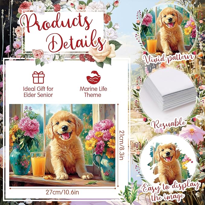 24 Pcs Dementia Products for Elderly Alzheimers Activities for Adults Seniors Reusable Water Painting Supplies with 1 Painting Brush Water Doodle Coloring Drawing Gifts Set(Pets)