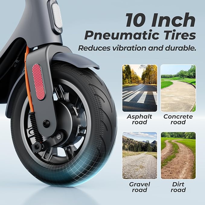 Electric Scooter, Electric Scooter Adults 500W,31 Miles Long Range,10in Tubeless Tires, 15.5mph E Scooter with Smart APP Control for Commuting, Outdoor, Short Travel Gift