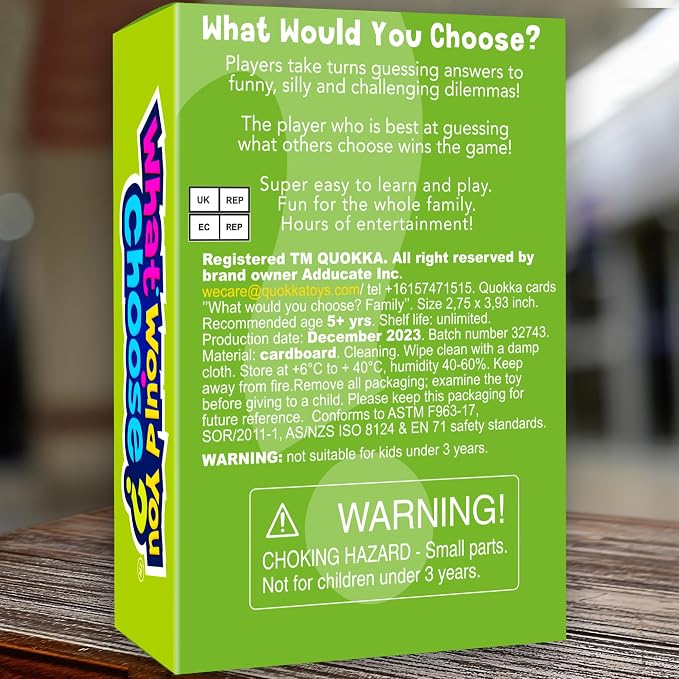 QUOKKA Board Games for Kids 8-12 – Family Games for Kids and Adults – What Would You Choose – 500+ Questions – Does Family Rather – Fun Card Game for Families and Teens