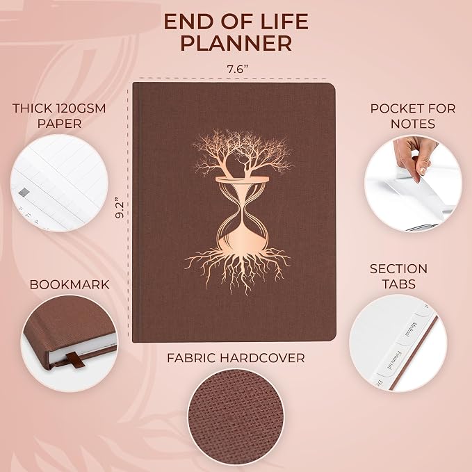 Skyline End of Life Planner – Emergency File Notebook for Important Information & Final Wishes – When I Die Beneficiary Book Organizer (Dark Terracotta)