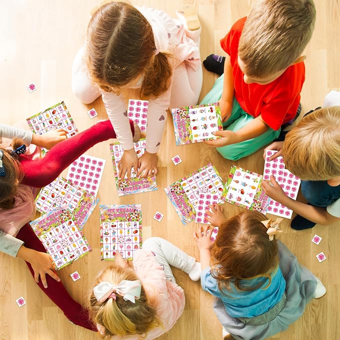24 Players Ice Cream Bingo Cards, Sweet Ice Cream Bingo Game Cards Summer Party Games for Birthday Holiday Party Wedding School Classroom Group Activities Favors Supplies