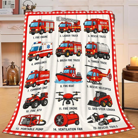 Yibuda Fire Rescue Throw Blanket Gift for Girl 50"X40" | Soft flannel throw blanket for couch, bed & travel, ideal for adults, kids & pet lovers, perfect cozy home decor gift.