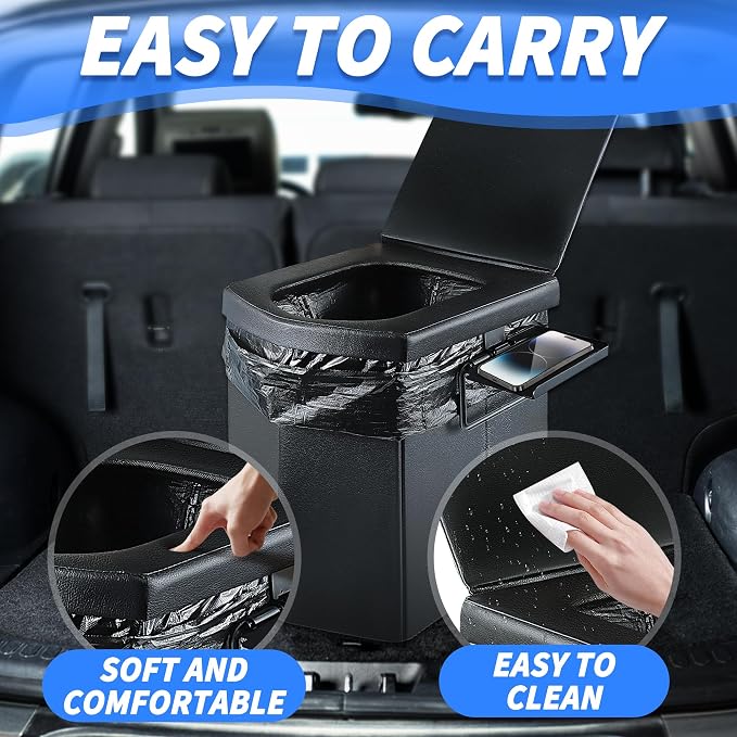 LanAqua Portable Toilet for Adults,Camping Toilet,Extra Large Adults Toilet | 16.5'' Tall Toilet with Lid,Portable Folding Toilet with Carry Bag&Paper Holder,Extra Large Compact Potty for Car Tent