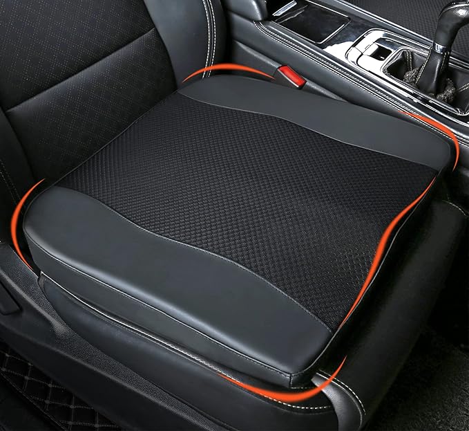 Car Seat Cushion, Comfort Memory Foam Car Cushions for Driving - Sciatica & Lower Back Pain Relief, Driver Seat Pillow for Auto, Office Chair, Wheelchair - Black