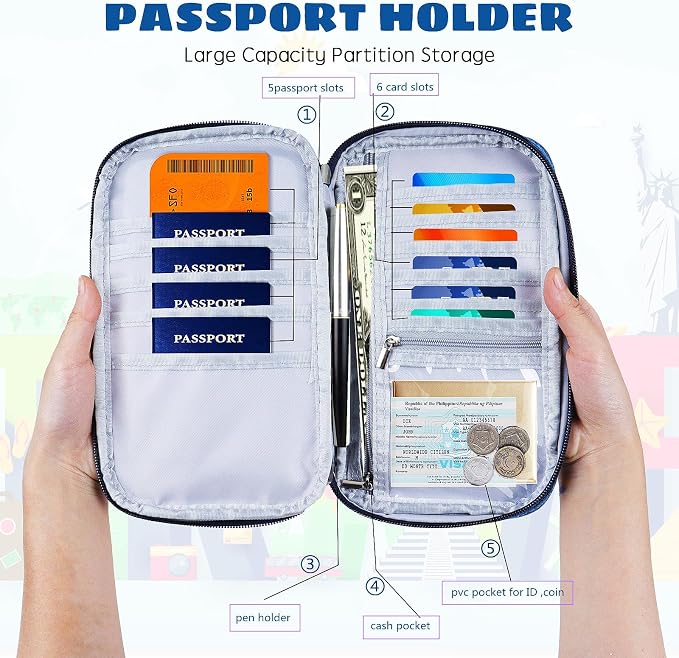 Premium Travel Passport Holder,Family Passport holder Travel Document Organizer,Secure &Stylish Companion For your Family (pink)