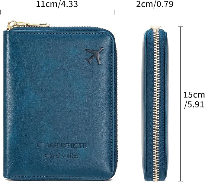 Travel Passport Wallet RFID Blocking Passport Holder-Women and Men with Zippered Ladies Passport Cover