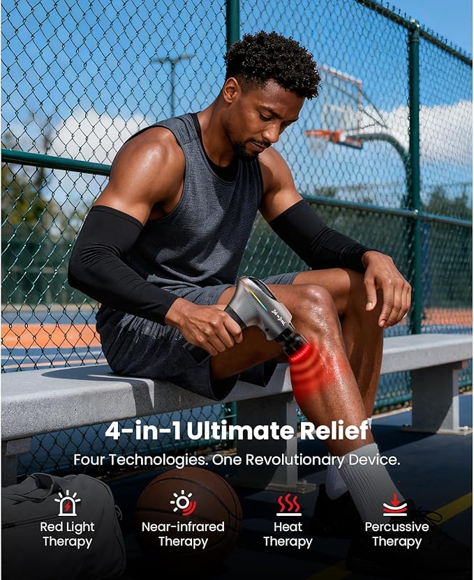 BOB AND BRAD A2 Ultra Massage Gun with Red Light Infrared Heat Head, FSA Eligible/HSA Eligible, Pro Percussion Massage Gun Deep Tissue for Fast Pain Relief, Handheld Sore Muscle Massager for Back Leg