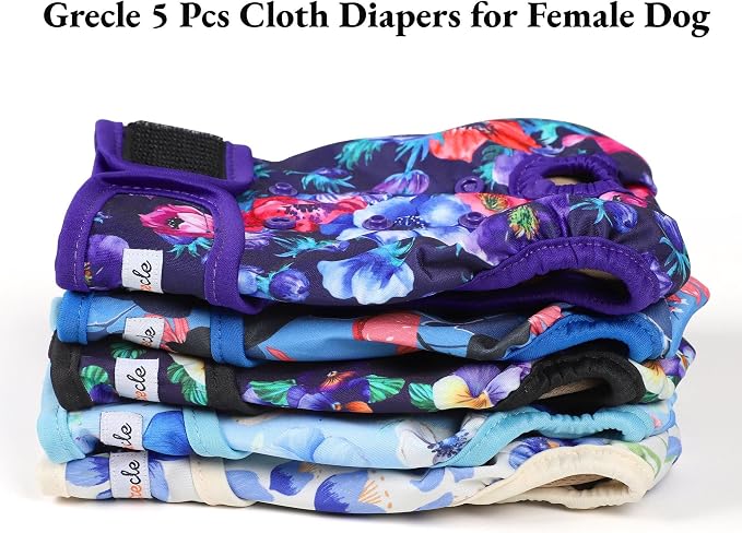 Female Dog Diapers 5Pcs - Premium Reusable Diapers for Doggie in Heat - Highly Absorbent Dog Diapers Female for Pet Incontinence with Adjustable Snaps, Rose, XXL