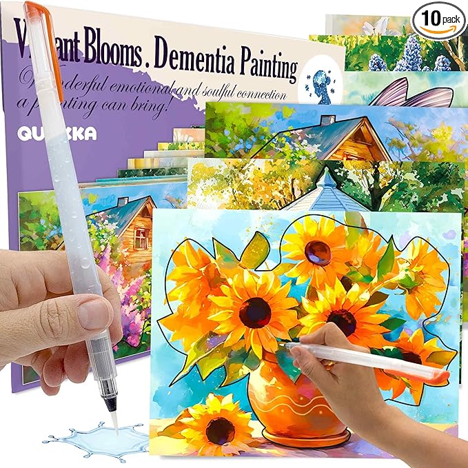 QUOKKA Water Painting Dementia Activities for Seniors – Vibrant Blooms – Alzheimers Products for Elderly - Activities for People with Dementia - Crafts for Seniors